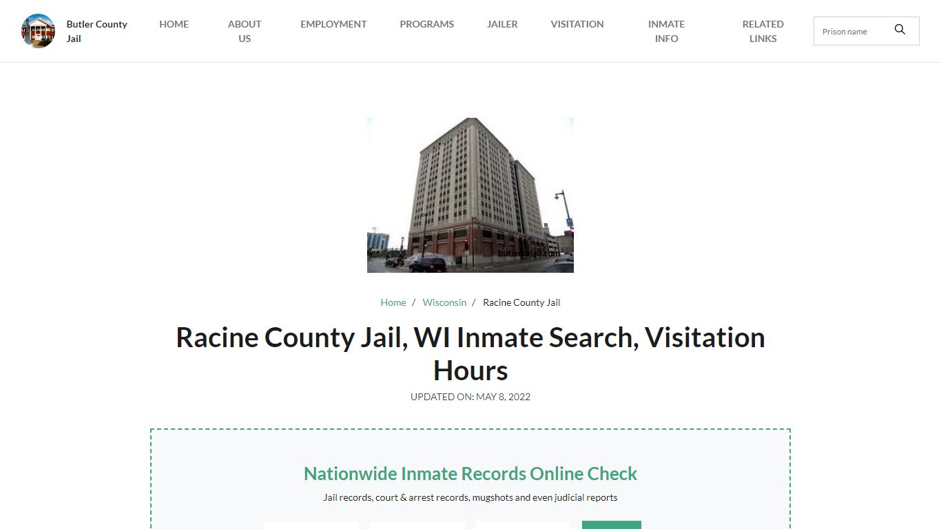 Racine County Jail, WI Inmate Search, Visitation Hours